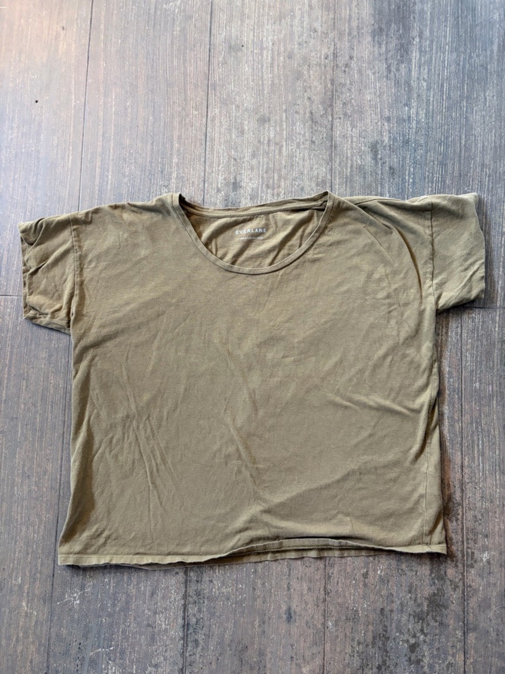 Everlane Olive-Color Relaxed Crewneck Short Sleeve Tee